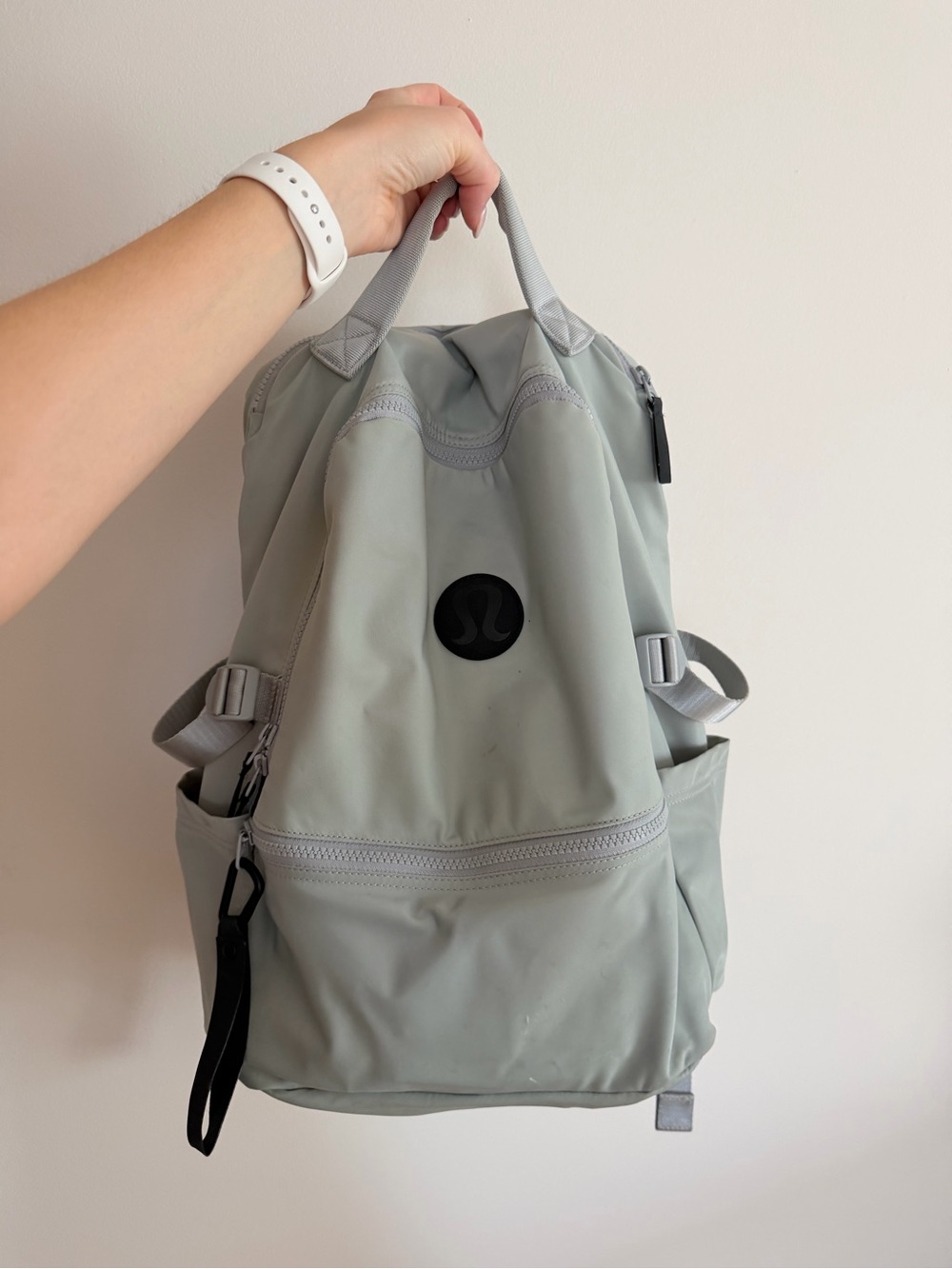 lululemon athletica Light Gray Backpack with Front Zip Pocket